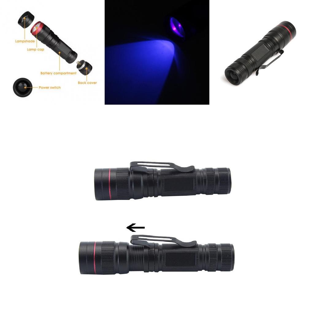 New Adjustable Led Uv Flashlight For Currency Verification Makeup Baby Items Fluorescent Detection Mini Uv Torch