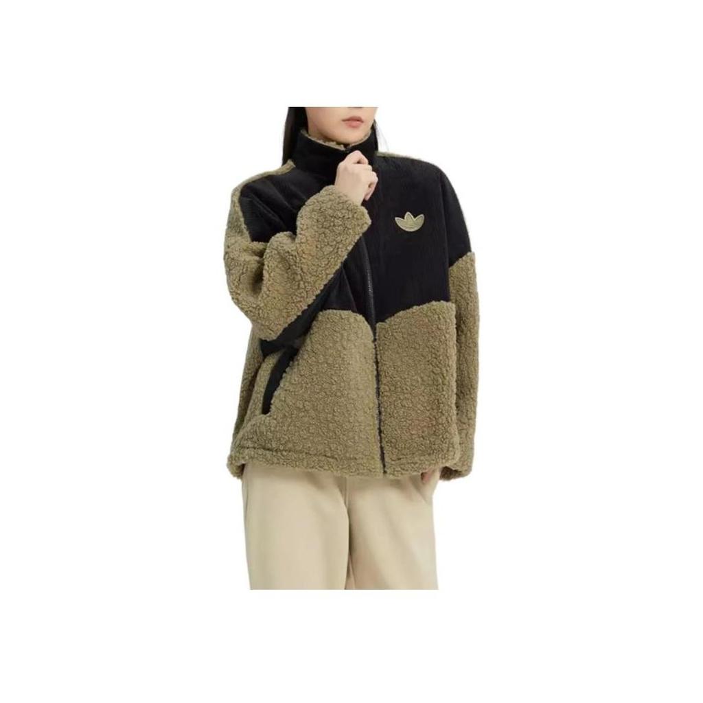 adidas Originální Sherpa Mix W Vyšívaná Sestřihovaná Bunda z Jehněčí Vlny se Stojáčkem Dámská Bunda HY4256