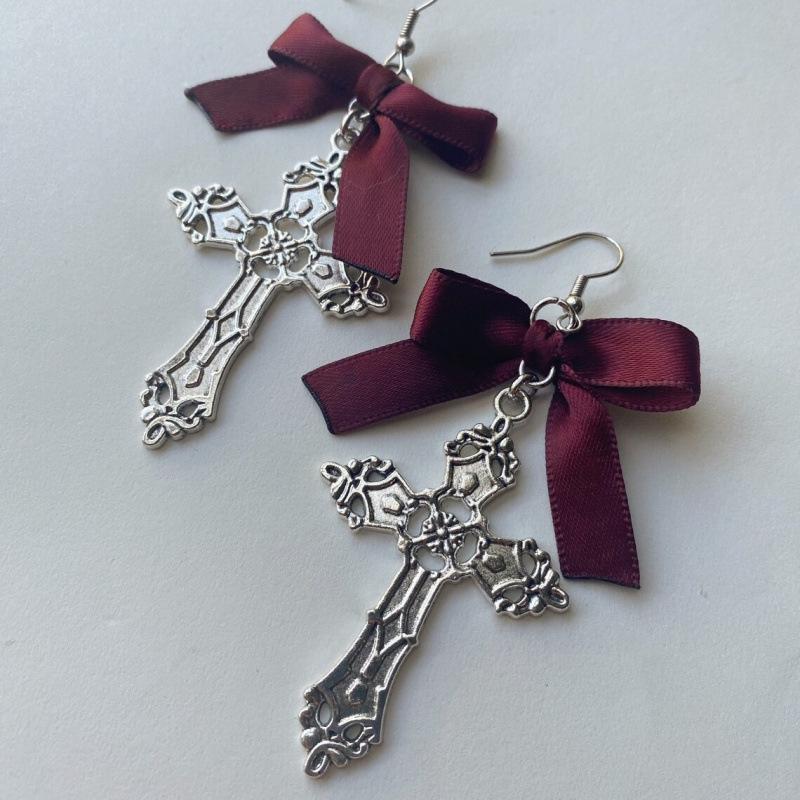 Cute Gothic Retro Cross Bow Dangle Women's Earrings