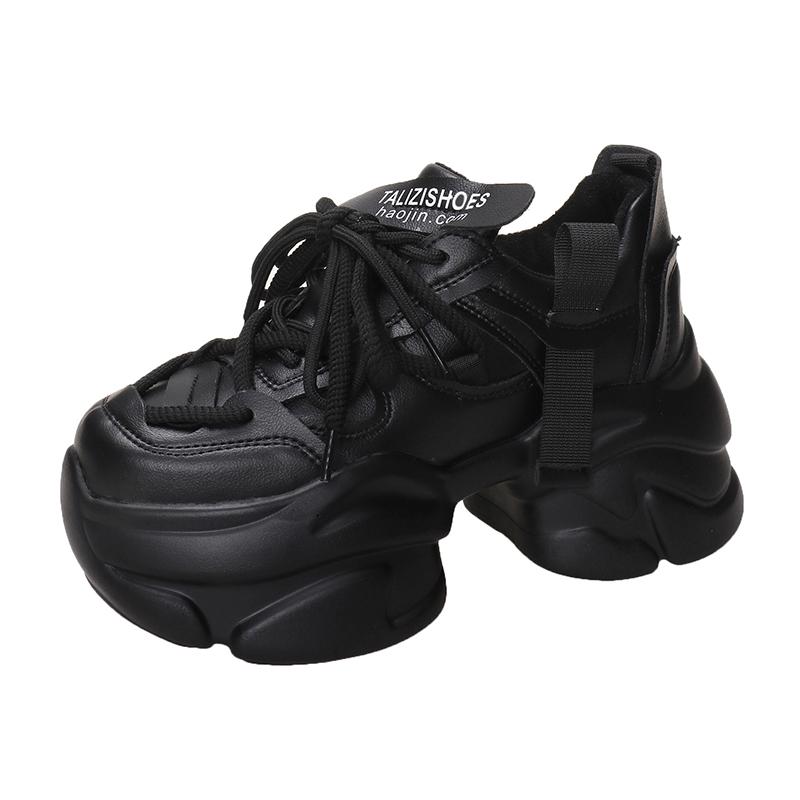 

Fashion 8CM Women Chunky Sneakers 2024 Autumn Breathable Mesh Casual Shoes Wedge Heels Platform Shoes Chaussures Femme Sports Dad Shoes 34 чёрный