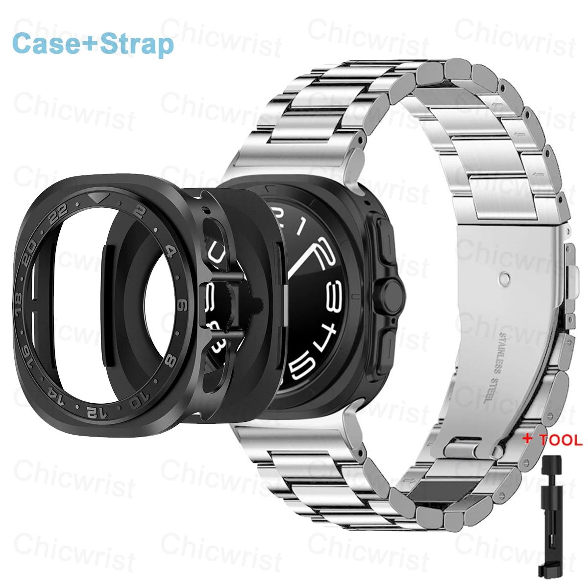

Case+Strap for Samsung galaxy watch ultra 2025 47mm Luxury Stainless Steel Bracelet band Metal+PC Cover Bumper Shell Protector Watch Ultra 47MM