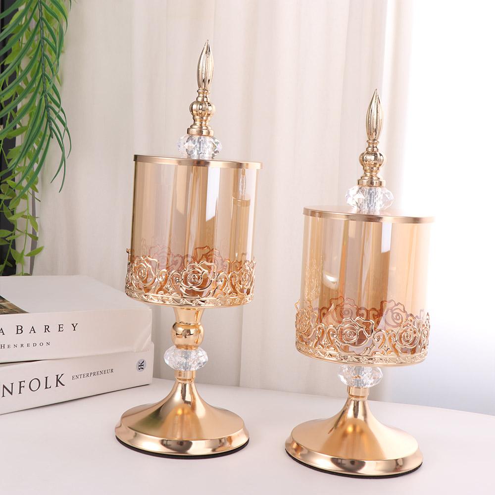 

Gold-Plated European Style Candy Jar Vintage High Footed Candy Can Candy Jar Living Room S