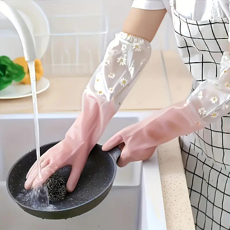 1 Pair Durable Waterproof Pvc Cleaning Gloves Non-Slip Dishwashing Gloves For Kitchen Household Laundry Gloves Multipurpose