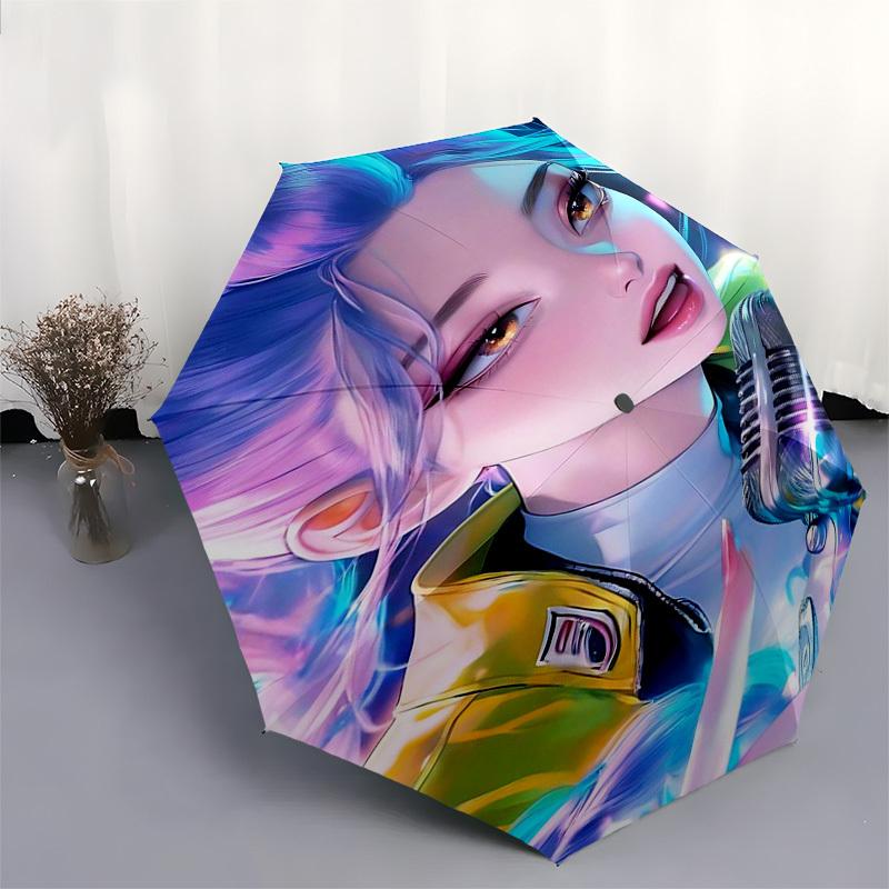 1pc Merry Christmas! Automatic Opening Closing Umbrella with Portable Tri-Fold Design, 8-Bone Iron Frame, Outdoor, Perfect Gift for Fans, Travelers, D