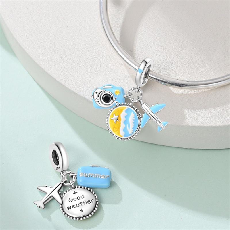 Copper Fruit Ice Cream Flower Travel Robot Beads Pendant Charms Fit Original Bracelet Charm Bead Necklace Diy Female Jewelry