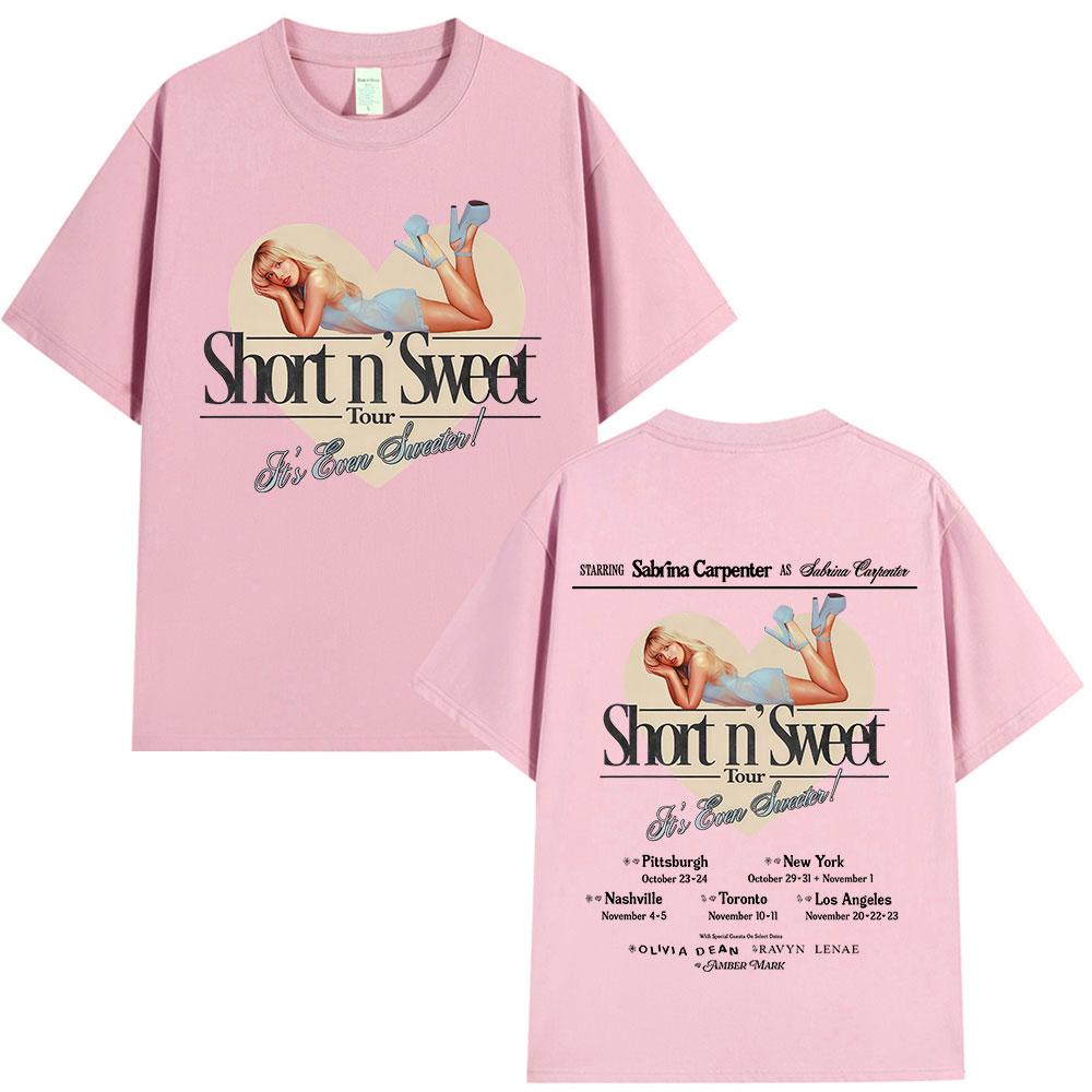 Sabrina Carpenter Short N Sweet Tour 2025 T Shirt Unisex Women Clothing Fashion Aesthetic Tshirts Cotton Loose Tshirt Streetwear