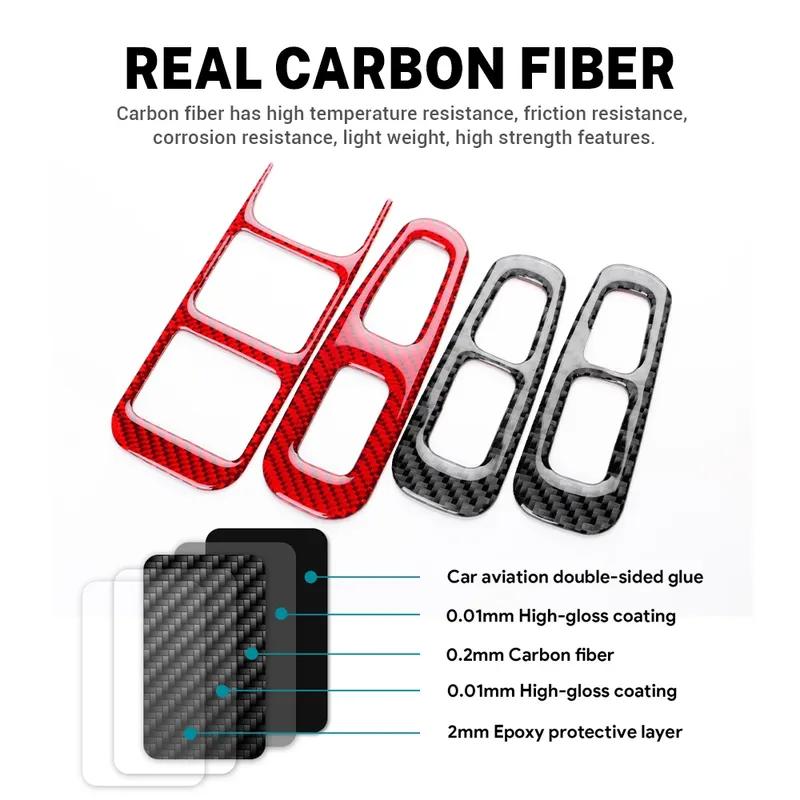 For Kia Stinger      LHD RHD Real Soft Carbon Fiber Car Door Window Button Panel Trim Sticker Accessories