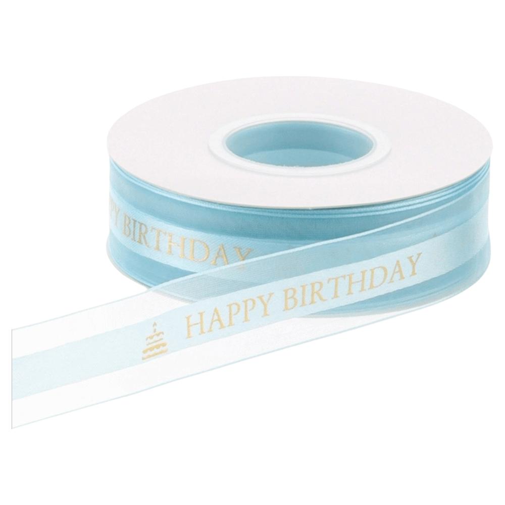Happy birthday Organza Ribbon 2.5cm Width Lurex Ribbon Bow Making Satin Ribbon  Gift Packing