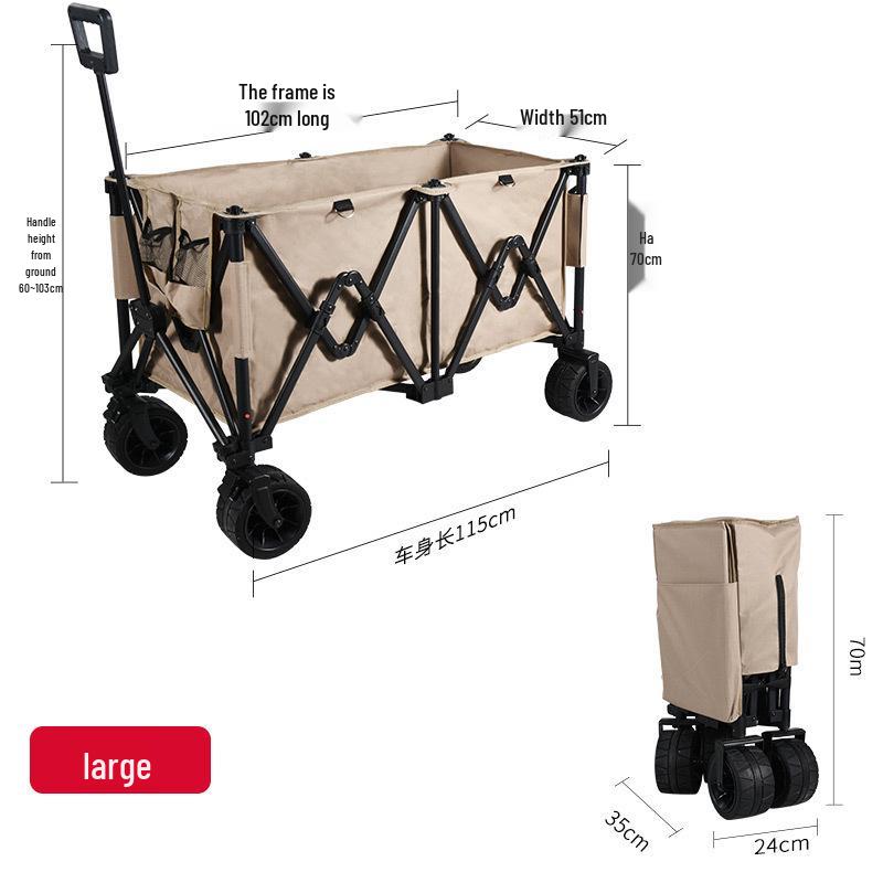 Foldable Aluminum Camping Cart: Large Capacity Outdoor Trailer for Street Vendors and Home Use