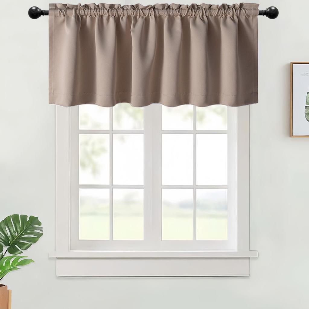 1PC, Valance Curtains Blackout Thermal Insulated Rod Pocket Window Treatment For Kitchen Living Room Bedroom Home Decoration