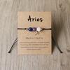 Bracelet Charms 12 Signes du Zodiaque en Pierre Naturelle pour Femmes Hommes Bracelet Tressé en Carton Lion Vierge Balance Cadeau Réglable