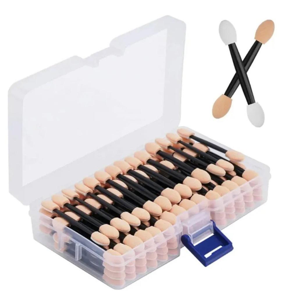 

100PCS Double-headed Eye Shadow Sponge Applicators 6.5cm Eyeshadow Stick Beauty Makeup Tool чёрный