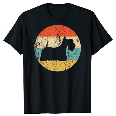 Funny Scottish Terrier Vintage Retro Scottie Dog T-shirts Men Women's Fashion Casual Tshirt 100% Cotton Loose Oversized T Shirt