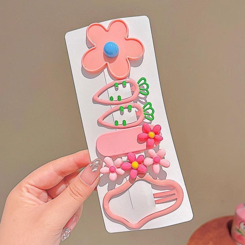 6Pcs/Set Children Candy Colors Cute Flowers Carrots Ornament Hair Clips Baby Girls Sweet Barrettes Hairpins Kids Hair Accessories
