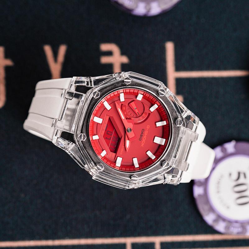 Casio Unisex Liquid Crystal/Analog Dual Display Series Red Watch GA-2100-4A-