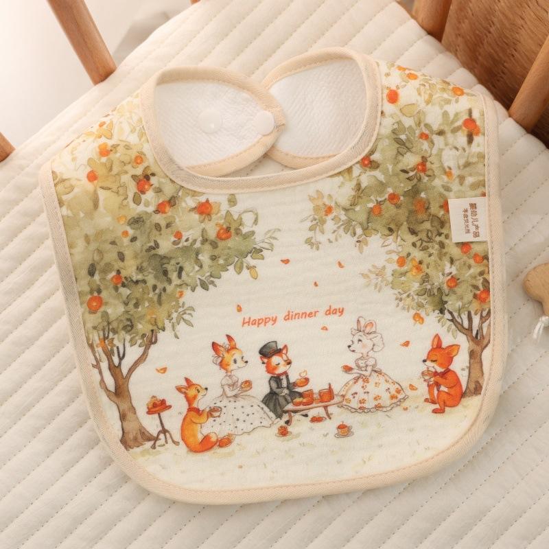 New Gauze U-shaped Baby Bibs Cute 6 Layers Cotton Saliva Towel Newborn Burp Cloths Bandana Scarf for Boy Girl Feeding Drool Bib