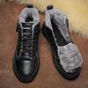 Fashion Mens Boots Winter Fashion High Top Leather Shoes Brown Black Ankle Boots Short Plush Lace-up Cotton Shoes Male Sneakers New