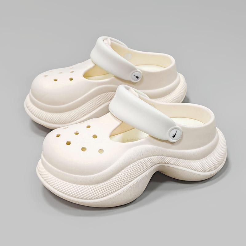 CH1610 cute thick-soled hole shoes for women's outer wear 2025 new beach non-slip bag head cool slippers for women's summer