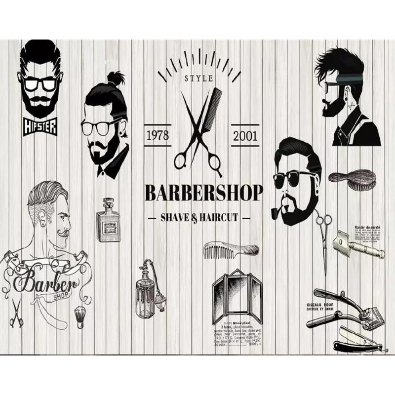 Retro Nostalgic Wallpaper Beauty Salon Background Wall Painting Barber Shop 3d Wallpaper