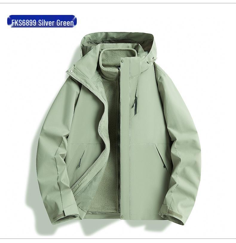 Giacca da sci 3-in-1 Unisex: Antivento, Impermeabile, Cappuccio Staccabile, Foderato in Pile per Sport all'Aperto e Arrampicata
