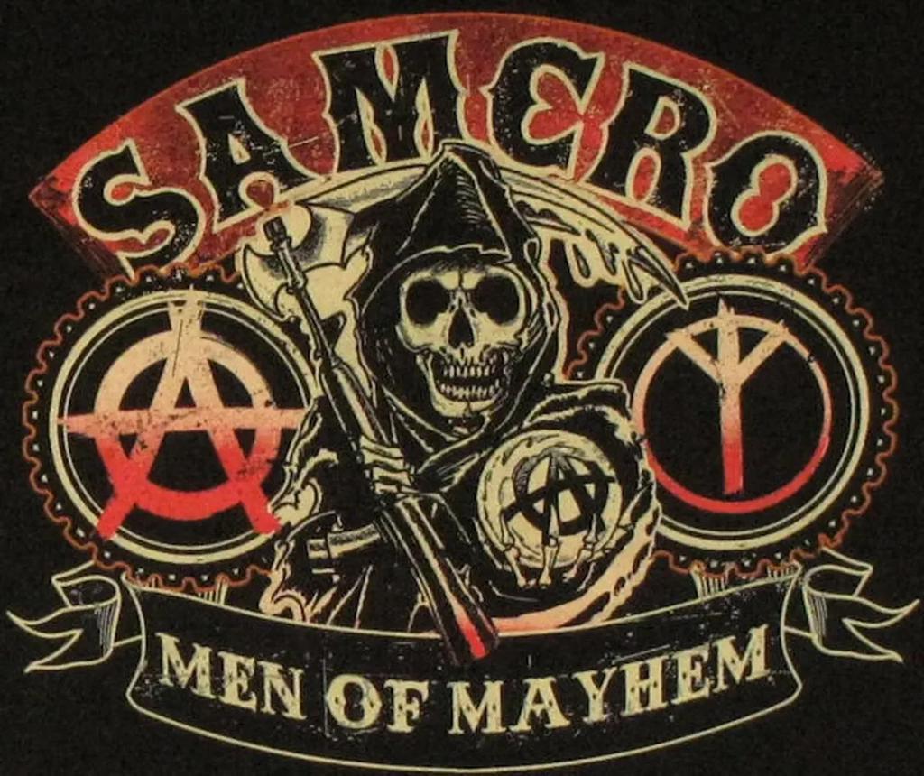SAMCRO Männer des Chaos. - Retro SOA Grim Reaper Symbole T-Shirt Sommer Baumwolle Kurzarm O-Ausschnitt Herren T-Shirt Neu S-3XL