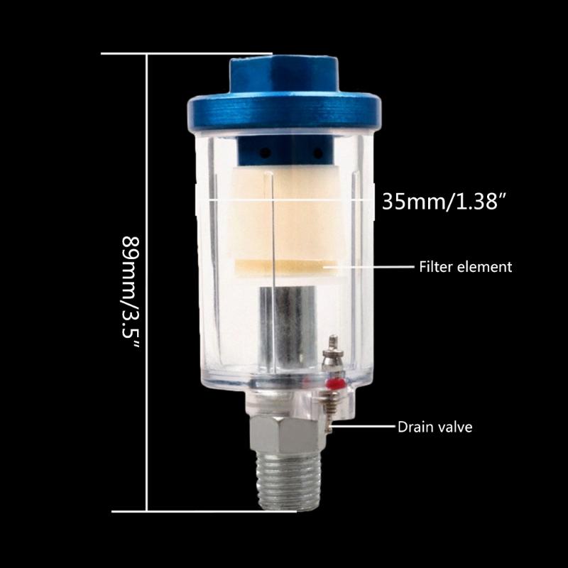 1/4" Air Hose Filter with Moisture Trap - Inline Water Oil Separator for Compressor, Spray Paint Gun and Air Tools