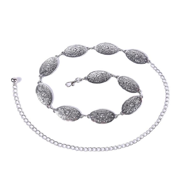 Women Slimming Waist Thin Belt Carved Flower Buckle Waist Chain Banquet Dress