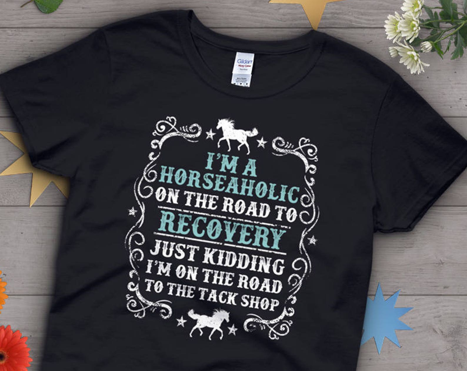 Funny Horse Shirt, , Horse Lover Gift, Cute Horse T-shirt, Pony TShirt, Pet Graphic Tee, Tops, Horseaholic 140