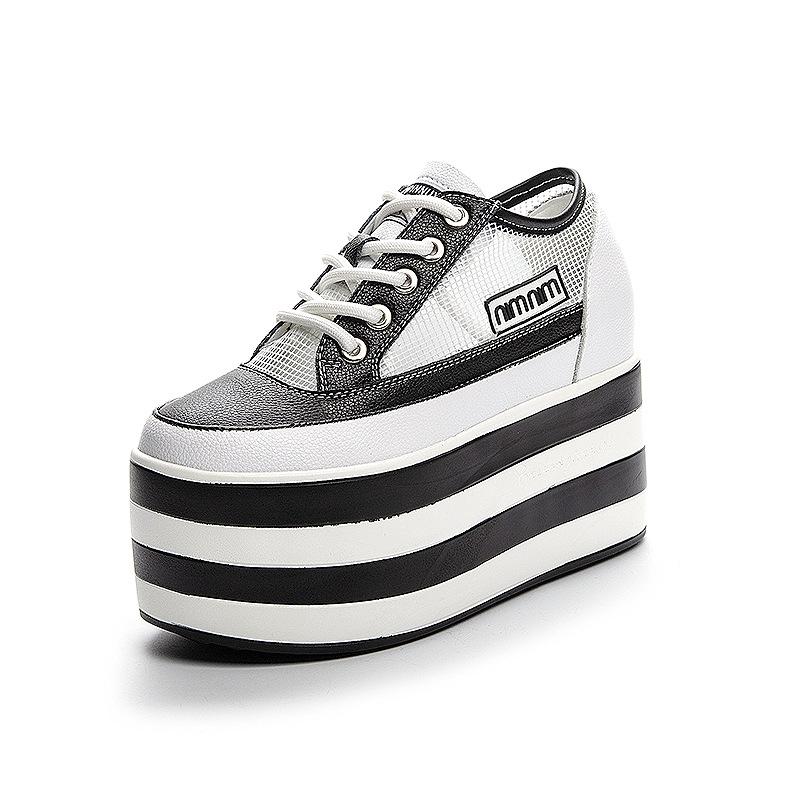 Muffin shoes women's summer new inner height increase mesh breathable women's shoes comfortable and thin super high heel platform casual shoes tide