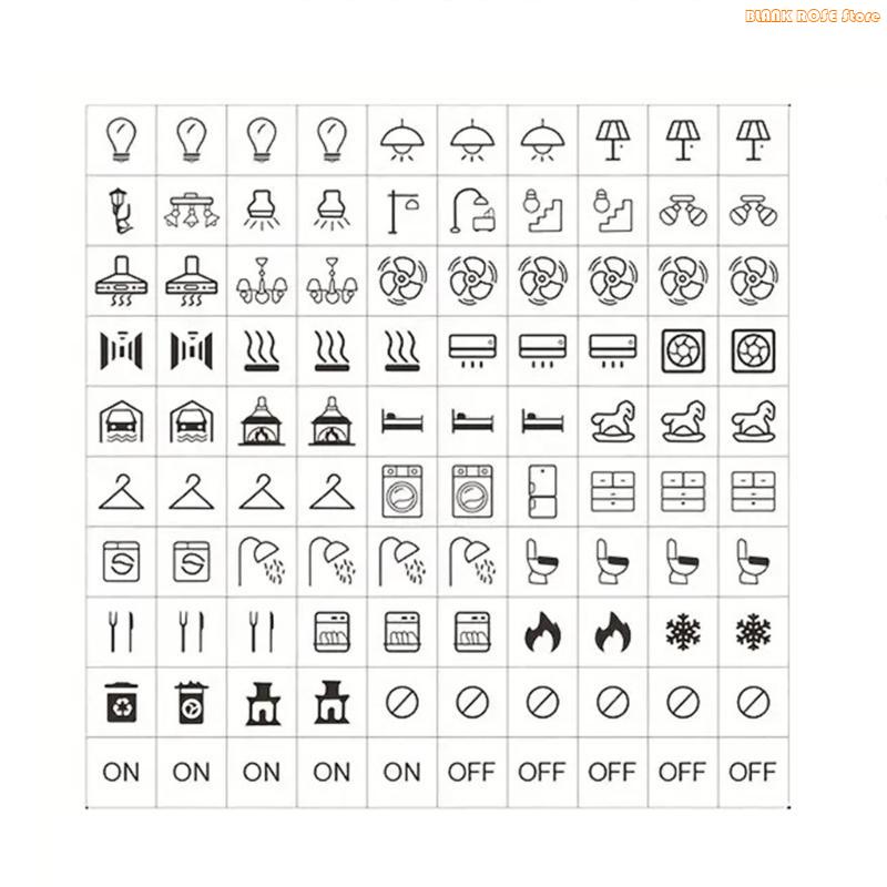K1AE 100Pcs Light Switchs Label Sticker Switchs Panel Labels Switchs Panel Label Decal čierna