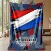 Netherlands Football Printed Flannel Blanket Skin Friendly Warm Decorative Throw for Indoor Couch Bed Daily Use