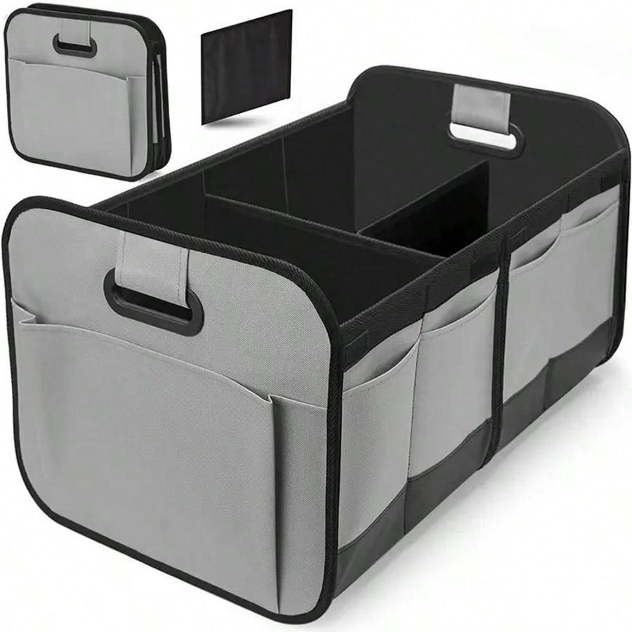 Heavy-Duty Car Trunk Storage Box, Foldable Design With Multiple Compartments - Reinforced Handle Storage Box