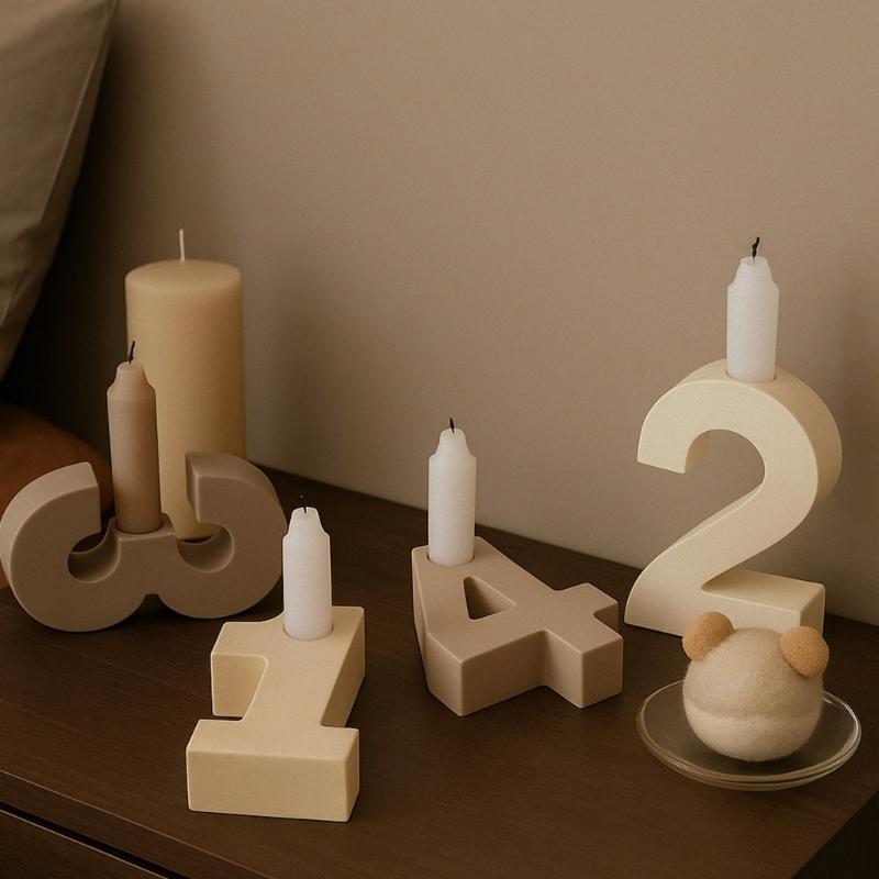 Large Number Number Candle Holders Silicones Molds For DIY Craft Birthday Wedding Dinner Decors