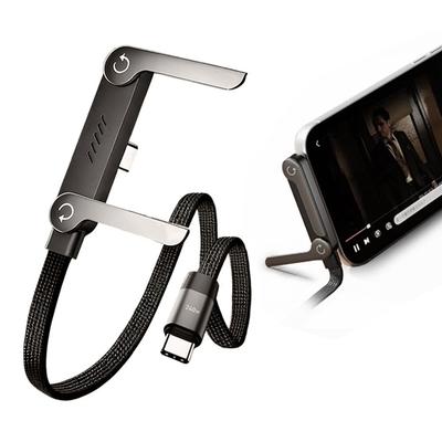 USB-C To USB-C Retractable Charging Cable, 240W Fast Charging Cable, 4.9 Feet, with Built-in Phone Stand