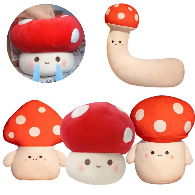 Mushroom Cute Plush Doll Long Sleep Pillow Cushion Hand Warmer Kids Decor Gift