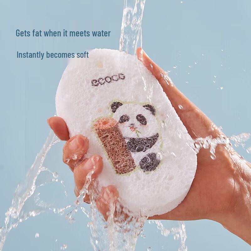 ecoco Co Panda Wood Pulp Dish Sponge Set