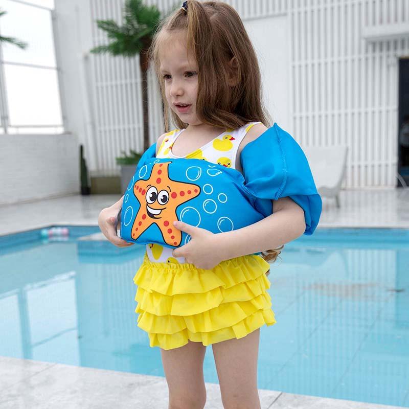 Kids Arm Float Pool Armband Baby Mermaid Swimsuit Buoy Swimming Vest Ring Swim Float Vest Life Jacket Safety 14-25kg Girl Boy