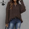 Women's Fashion Casual Fall Winter Solid Color Print Long Sleeve Hooded Sweaters