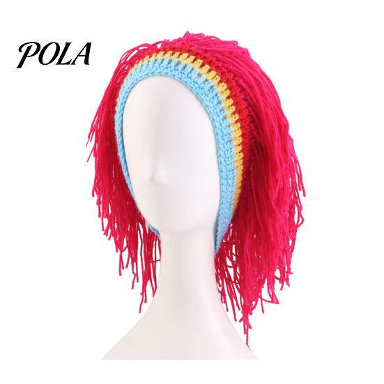 Perückenmütze, Hohe Elastizität Gestrickte Wolle Handgehäkelt Lustige Mütze, Dreads-Design Wollene Perückenkappe für Party Halloween Tägliches Tragen