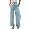 Solid Color Elastic Waistband Tied Pants Solid Elastic Waist Tether Pants Women
