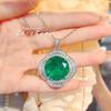 Elegant Women Jewelry Set Emerald Necklace Cubic Zirconia Earrings Ring Pendant High Quality Simulated Gemstone Gift