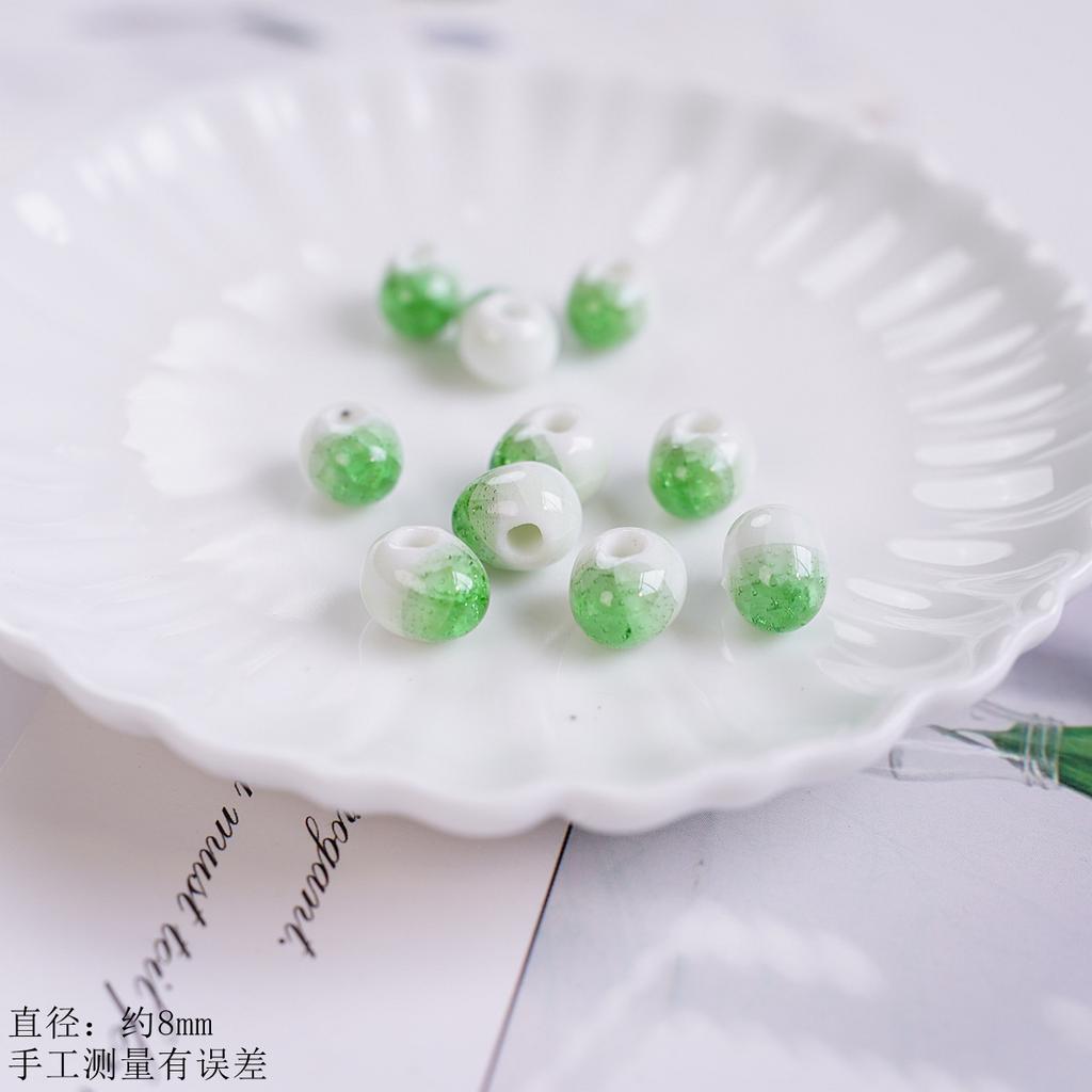 8Mm Ceramic Round Beads Water Drop Ice Crack DIY Accessories, Loose Beads Bracelet Necklace Material Bag Tail Beads