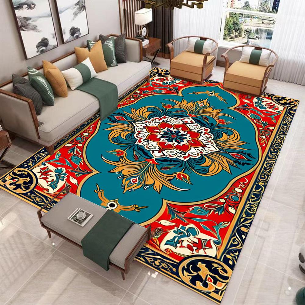 Area Large Carpet European Retro Bohemian Style Carpet Home Decor Sofa Mat Dining Table Mat Game Room Entrance Carpet Floor Mat