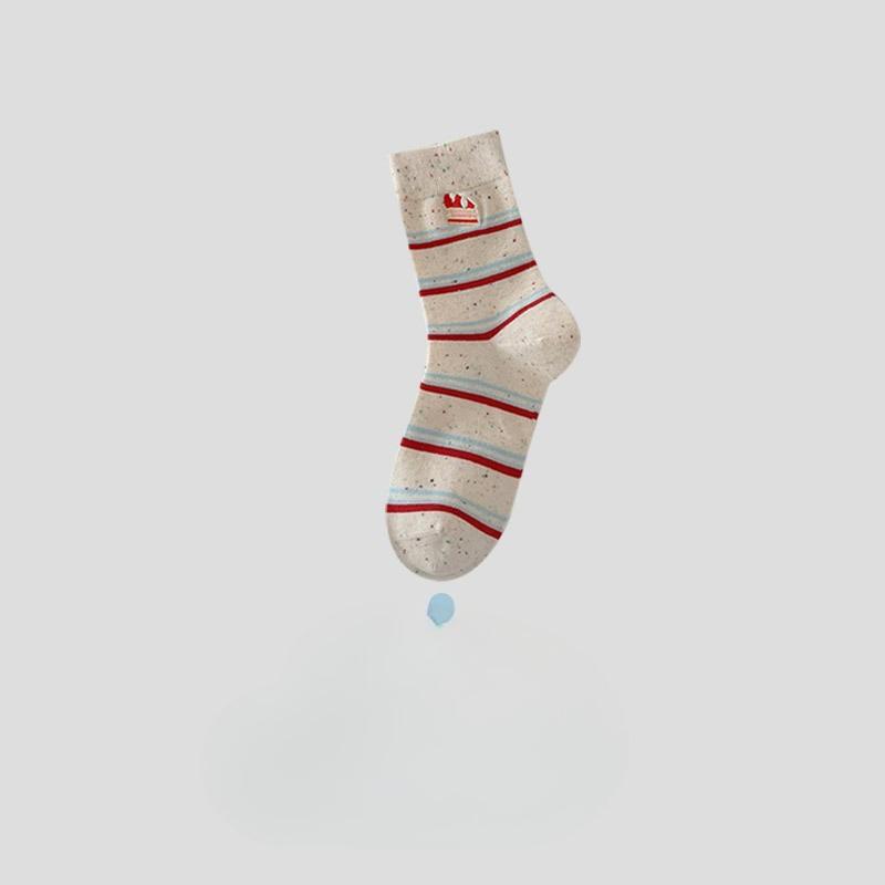 Punktgarn-Socken, Mädchen-Cartoon-Baumwollsocken, Wadenlange Socken, Niedliche bestickte geruchshemmende nahtlose lange Strümpfe