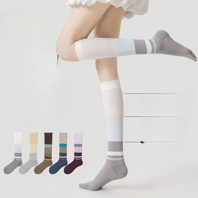 Professional Yoga, Sports and Fitness Calf Socks, Women's Horizontal Stretch Pressure Socks, Slimming, Fashionable and Versatile Long Stockings