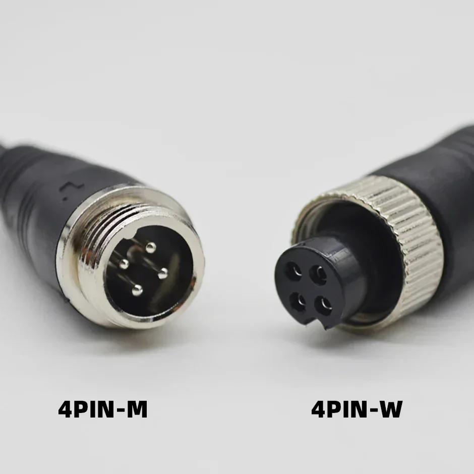Cable Plug Adapter 4Pin Aviation Head Male/Female to RCA AV/Female DC Multiple Converter For Car Rear Backup Camera Monitor