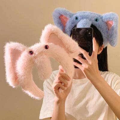 Plush Headband Cartoon Elephant Shape Girl Hair Hoop Face Washing Hairband