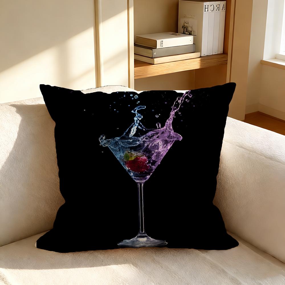 Cushion Cover Nordic Style Natural Linen Pillow Cover Durable Washable Pillowcase for Home Bedroom Sofa P Bar Wine Glass