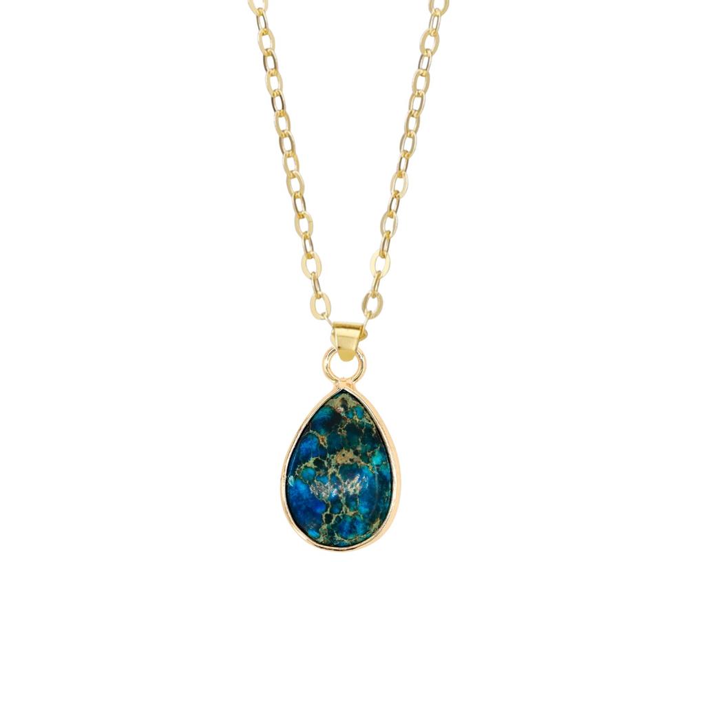 High quality natural stone emperor stone water drop pendant Seiko couple necklace niche Ins jewelry
