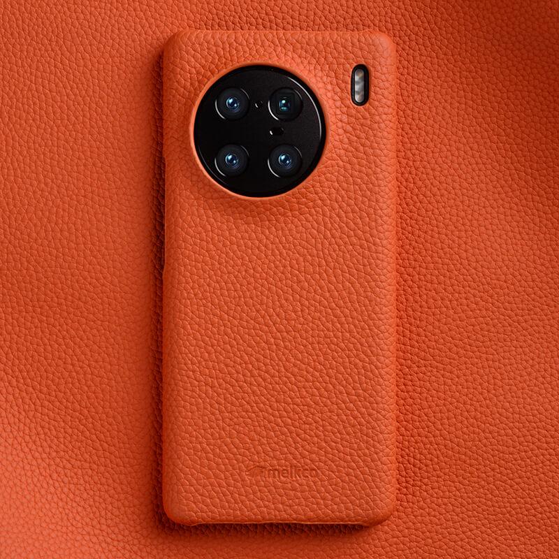 

Melkco Genuine Leather Anti-slip Phone Case for Vivo X90 Pro Plus & X90Pro Solid Color Luxury Cowhide Skin Protective Back Cover X90 оранжевый